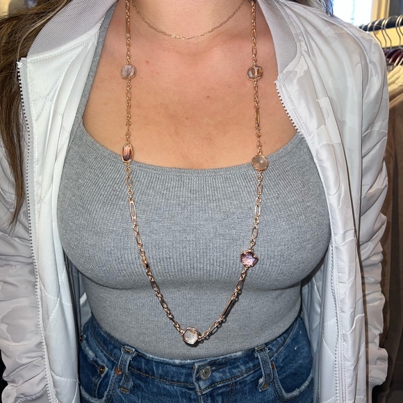 Kendra Scott Natalia Long Station Necklace - Rose Gold/Peach - Picture 3 of 9